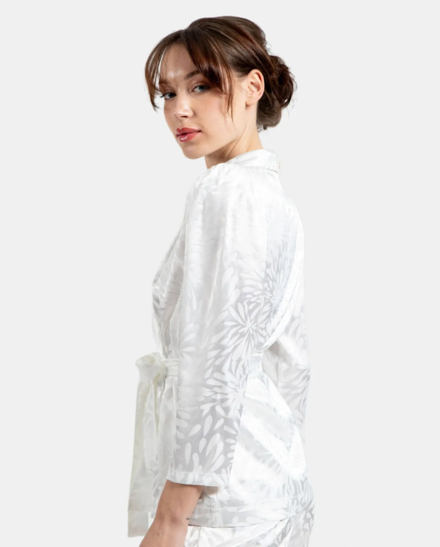 Cuplé Americana Cruzada Jacquard Blanco^Mujer Chaquetas Y Abrigos