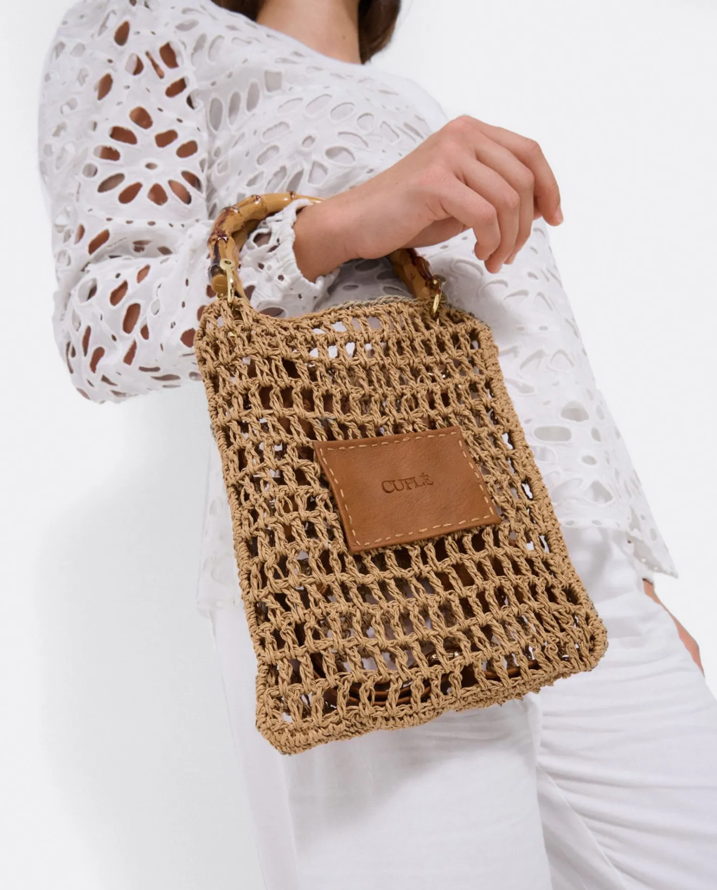 Cuplé Bandolera Bambu Rafia Marron^Mujer Bandoleras