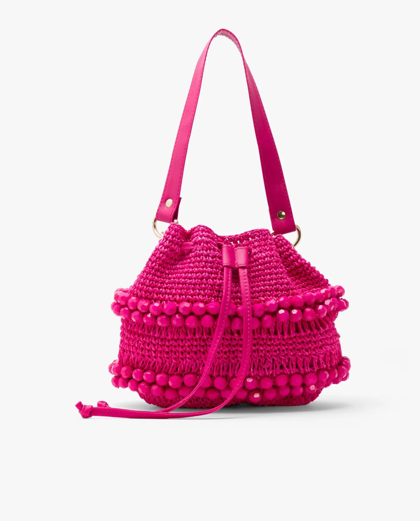 Cuplé Bandolera Bolas Rafia Fucsia^Mujer Bolsos Mano