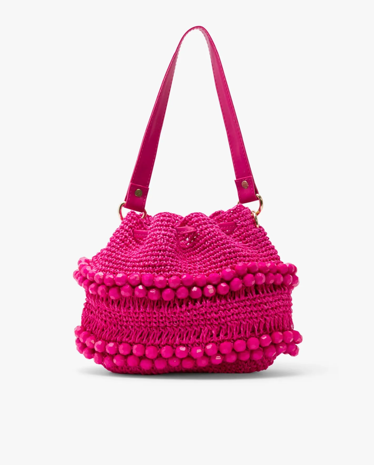 Cuplé Bandolera Bolas Rafia Fucsia^Mujer Bolsos Mano