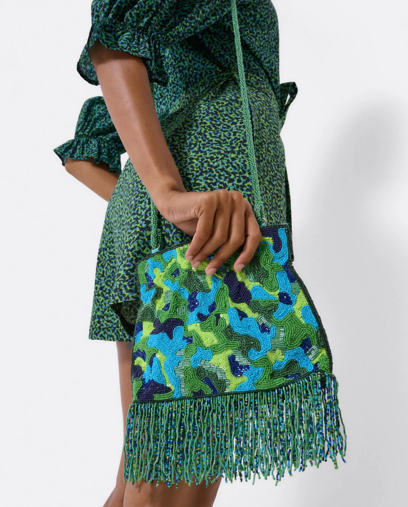 Cuplé Bandolera Cuentas Leopardo Verde^Mujer Bandoleras