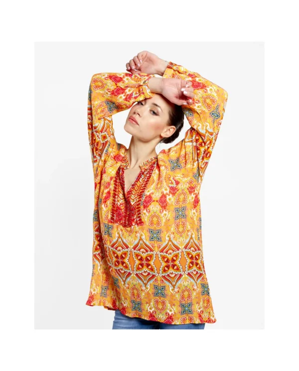 Cuplé Blusa Kaftan Crep Estampado Cachemiras^Mujer Camisas Y Tops