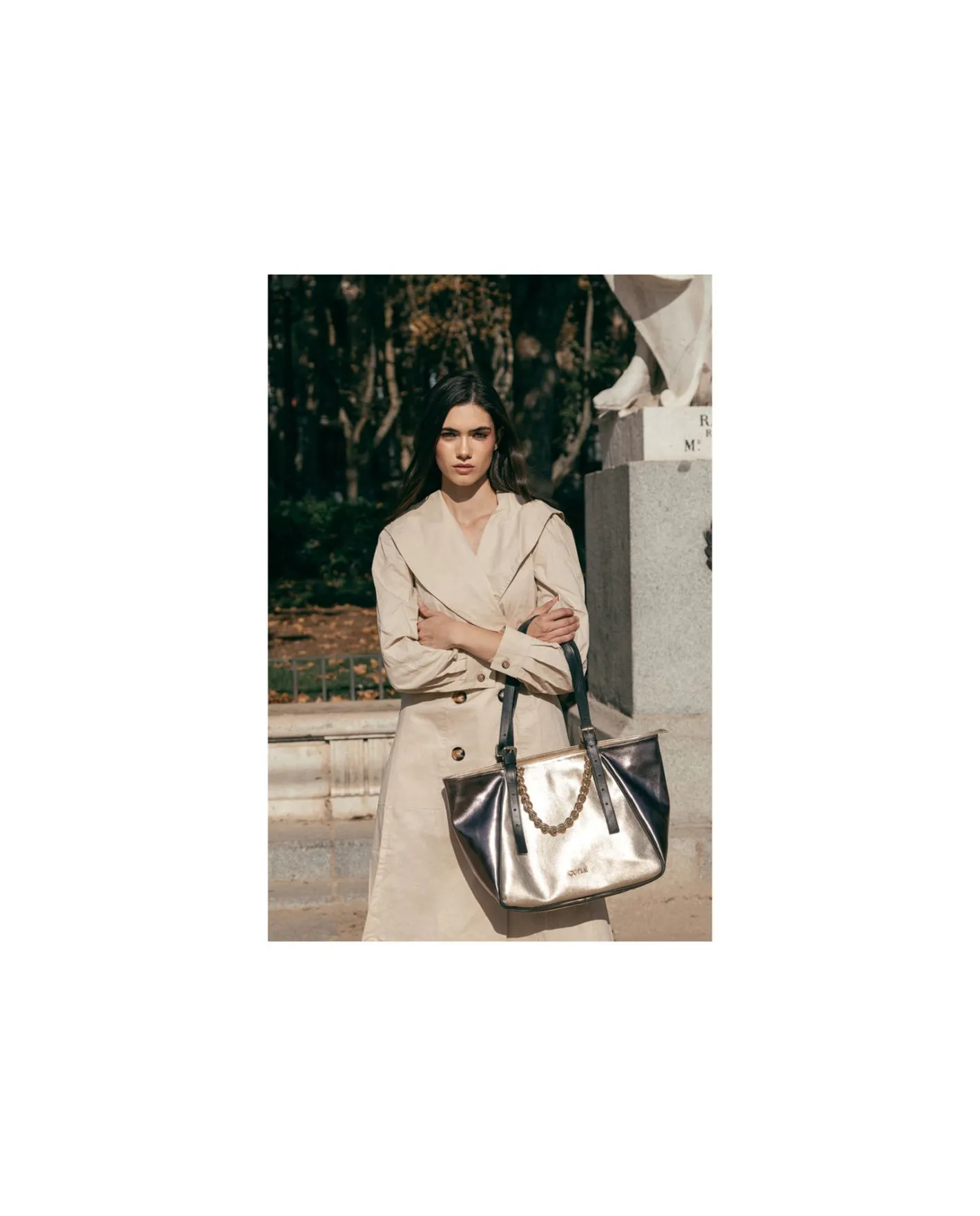 Cuplé Bolso Grande Tricolor Napa Metalizado Oro^Mujer Shoppers Y Bolsos Hombro