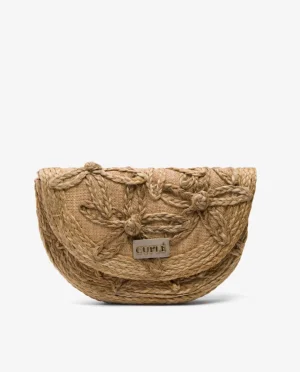 Cuplé Bolso Mano Media Luna Rafia Beig^Mujer Bolsos Mano