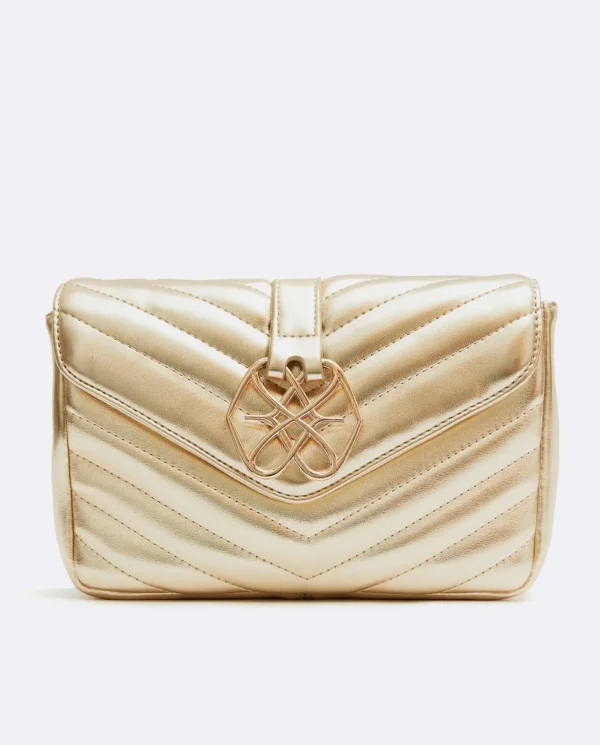 Cuplé Bolso Satchel Con Cadena Piek Tecnopiel Oro^Mujer Bandoleras