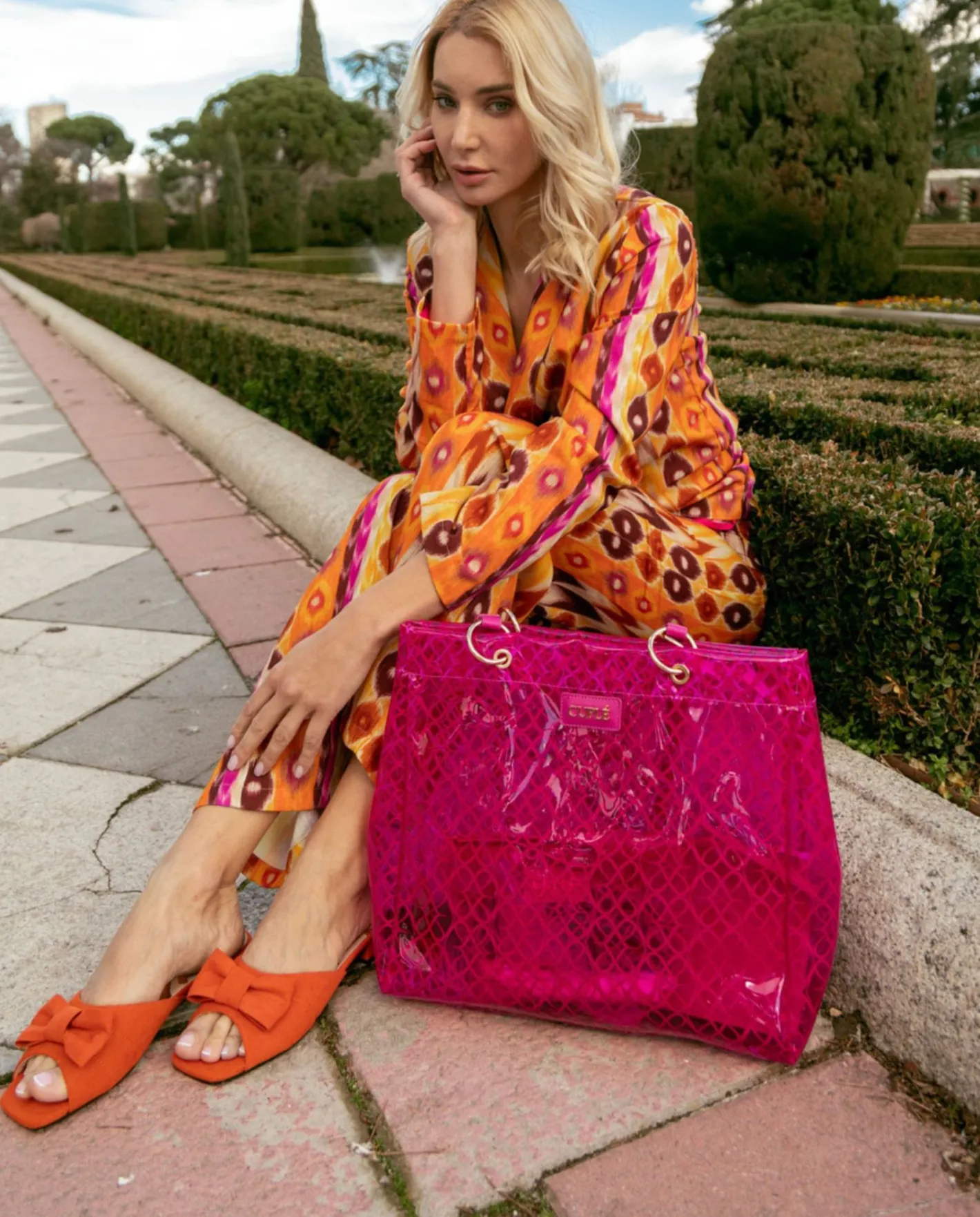 Cuplé Bolso Tote Vinilo Fucsia^Mujer Shoppers Y Bolsos Hombro