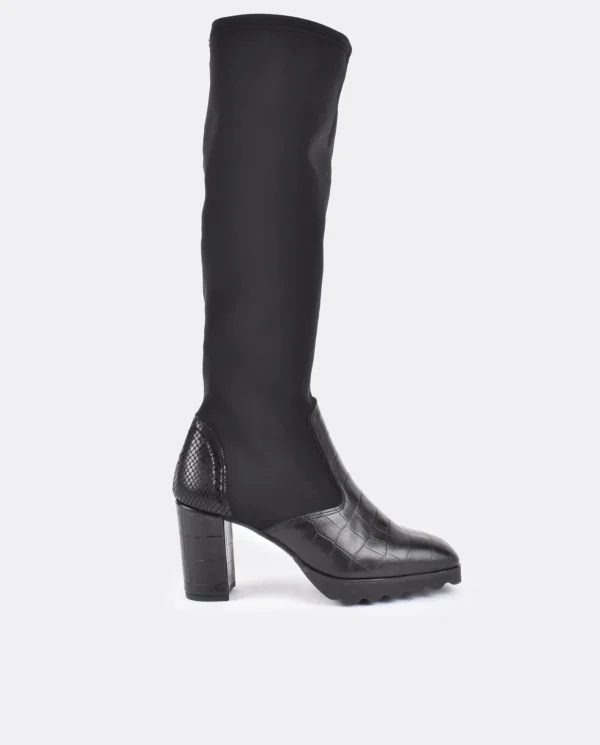 Cuplé Bota Alta Pala Y Talon Licra/Coco Negro^Mujer Botas Y Botines