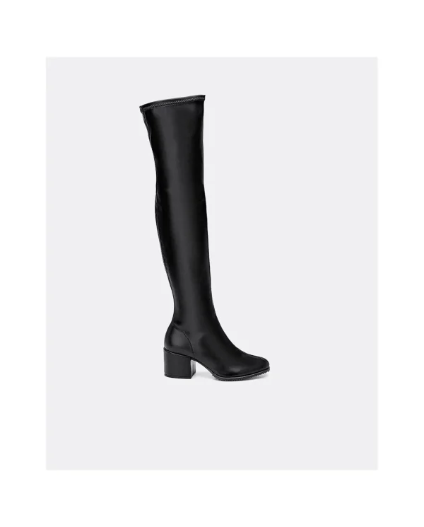 Cuplé Bota Mosquetera Strech Napa Licra Negro^Mujer Botas Y Botines