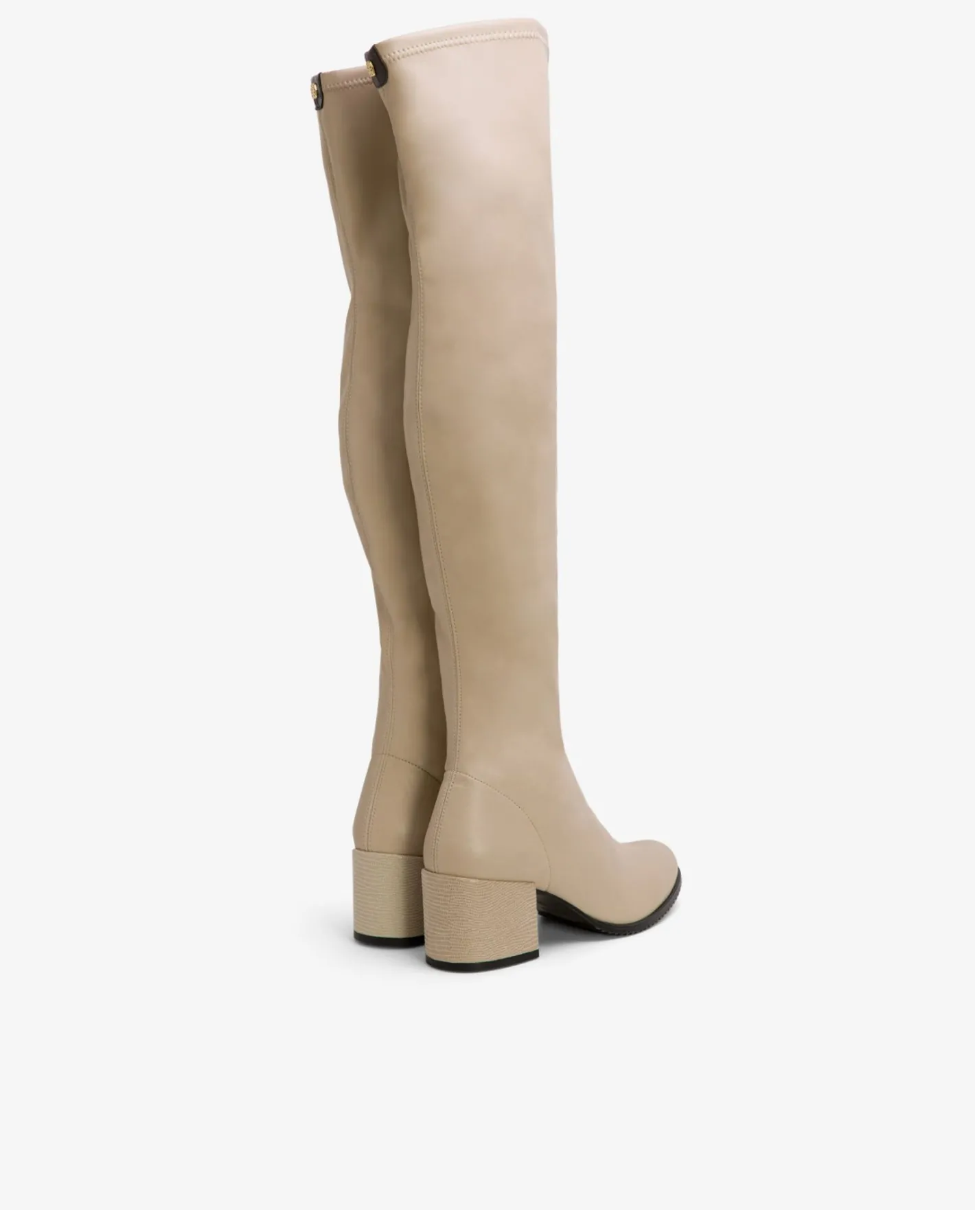 Cuplé Bota Mosquetera Strech Napa Licra Beig^Mujer Botas Y Botines