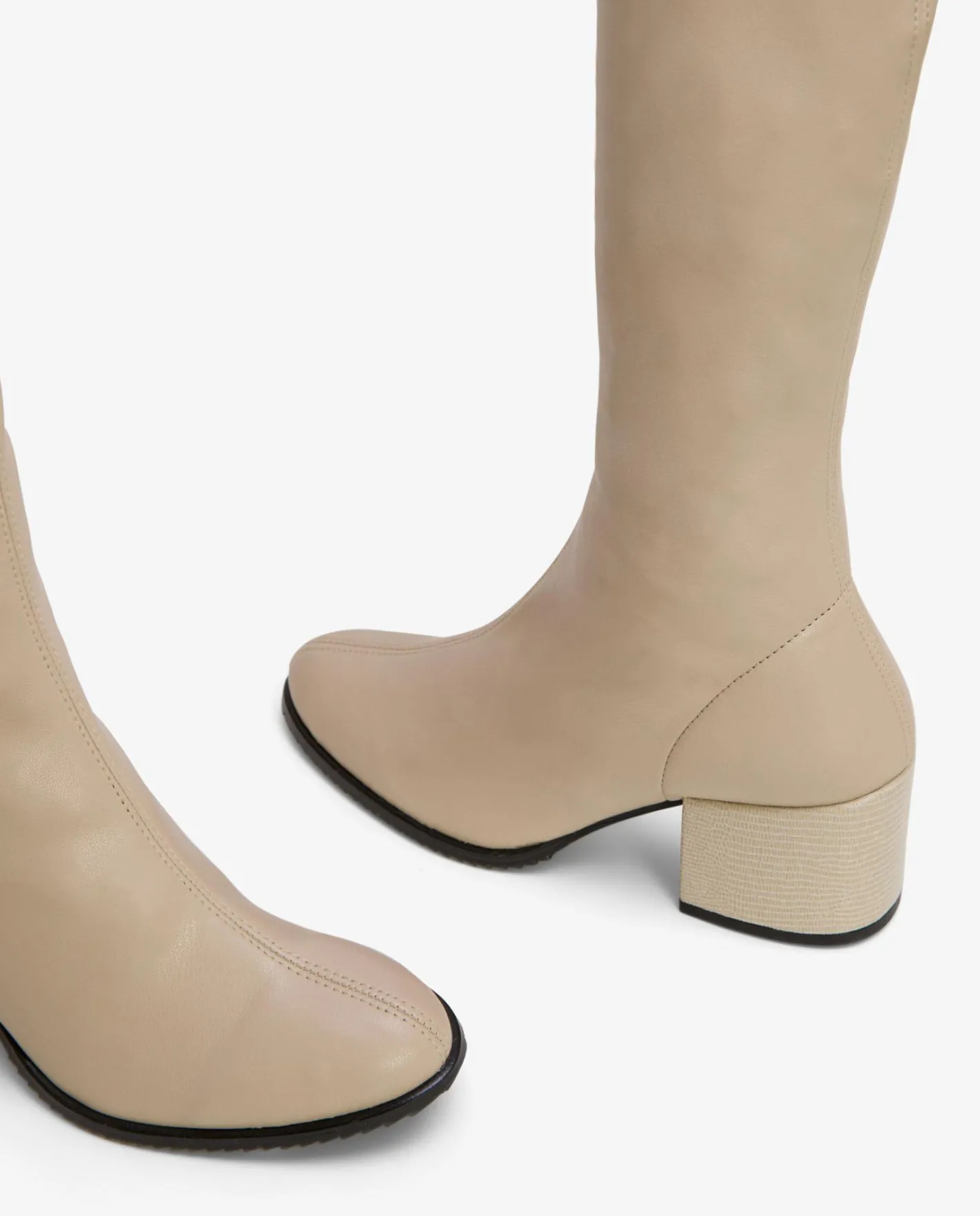 Cuplé Bota Mosquetera Strech Napa Licra Beig^Mujer Botas Y Botines