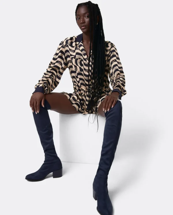Cuplé Bota Mosquetera Strech Ultrasuede Strech Marino^Mujer Botas Y Botines