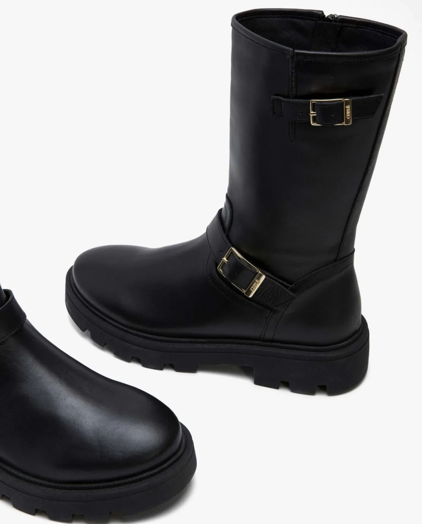 Cuplé Bota Motera Napa Negro^Mujer Botas Y Botines