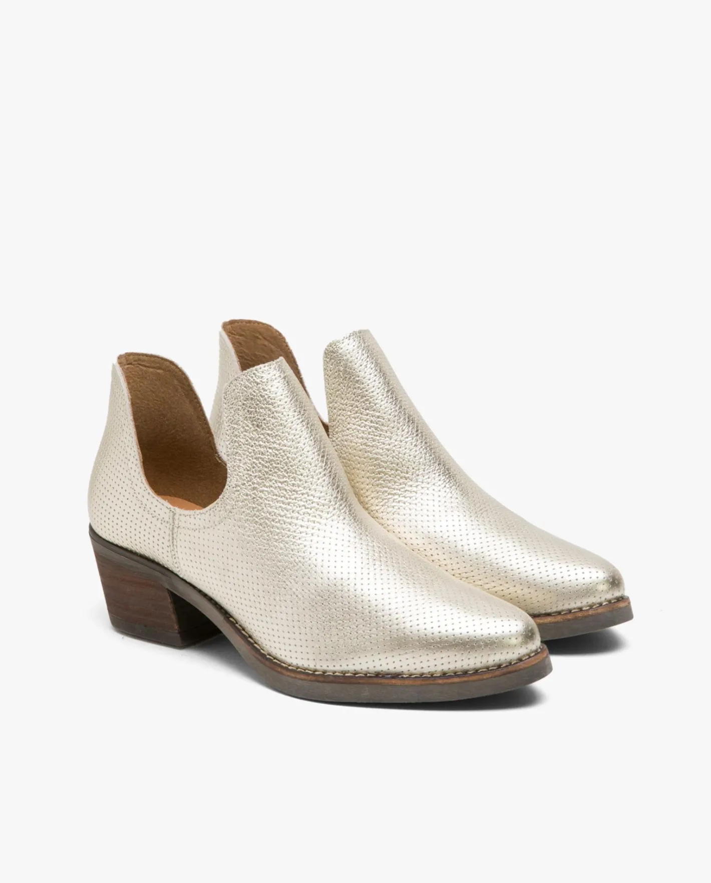 Cuplé Botin Abertura Piel Metalizado^Mujer Botas Y Botines