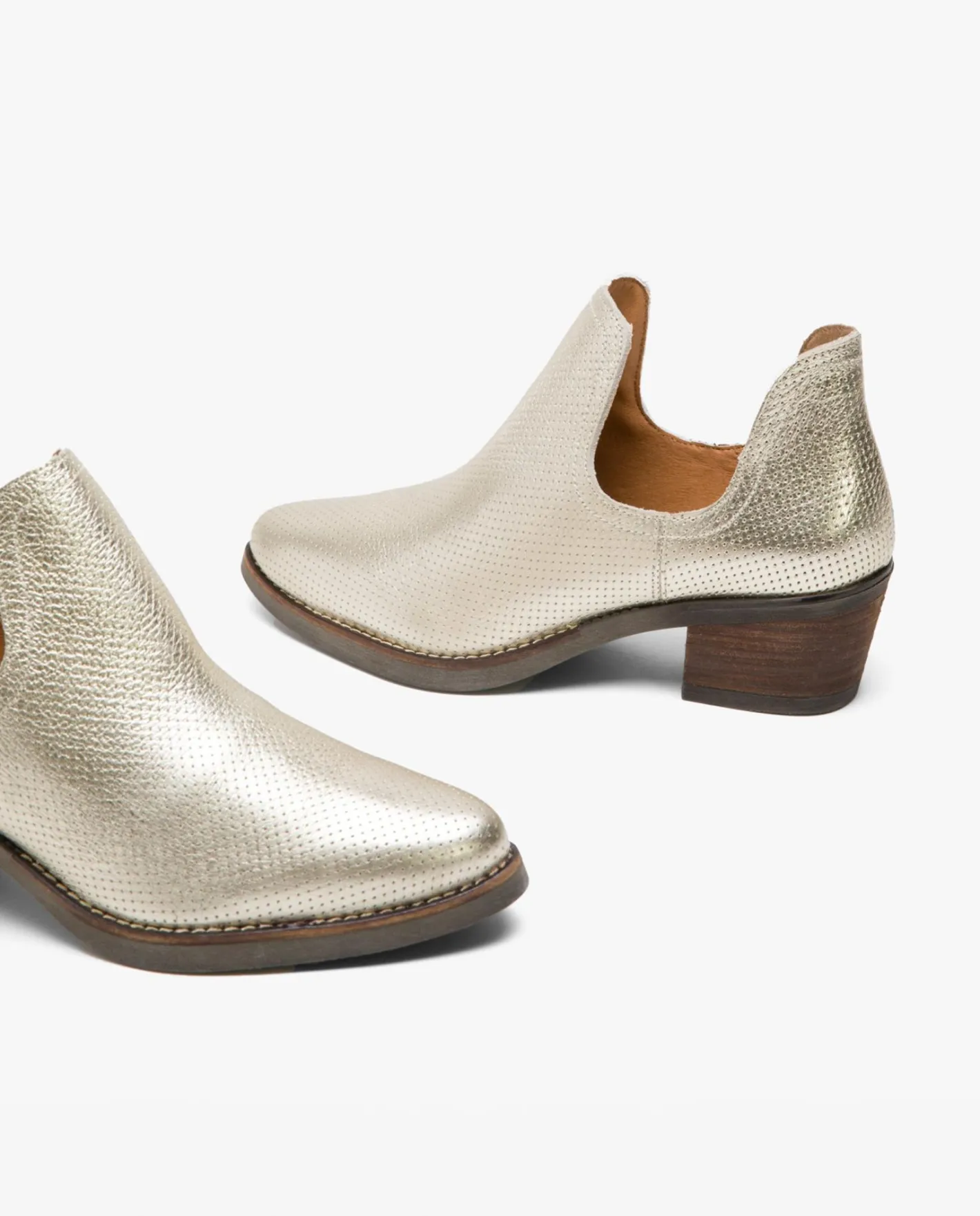 Cuplé Botin Abertura Piel Metalizado^Mujer Botas Y Botines