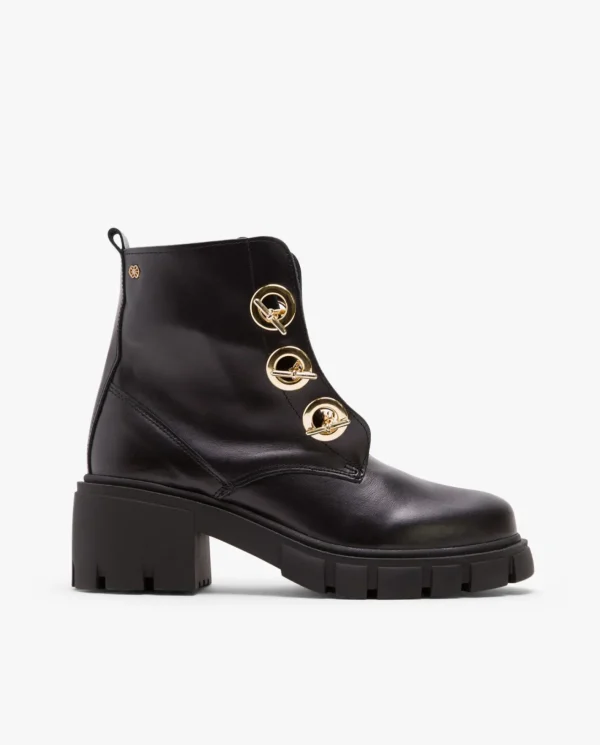Cuplé Botin Cadenas Napa Negro^Mujer Botas Y Botines