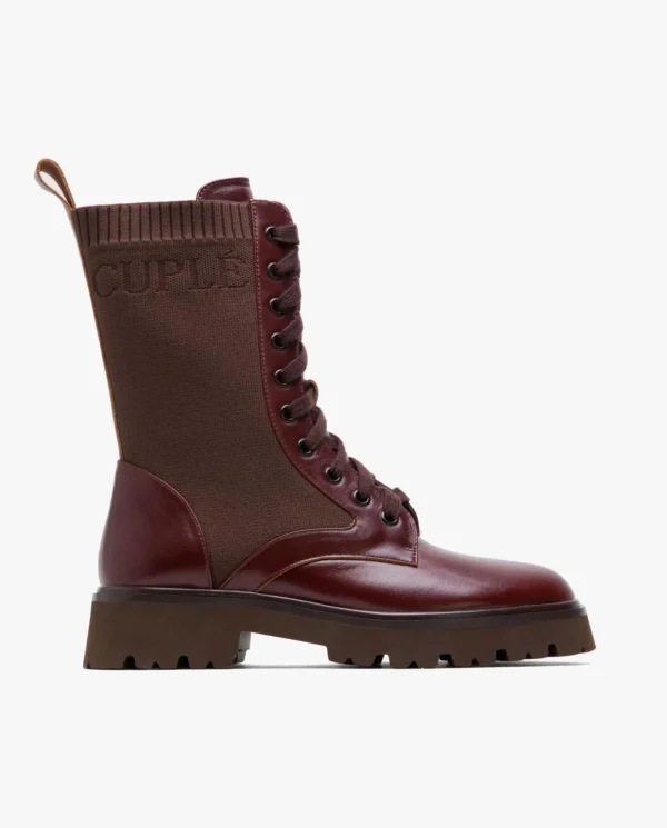 Cuplé Botin Cordones Napa Marron^Mujer Botas Y Botines