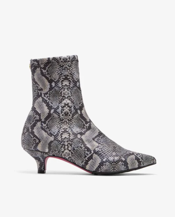 Cuplé Botin Licra Tacón Bajo Serpiente Gris^Mujer Botas Y Botines
