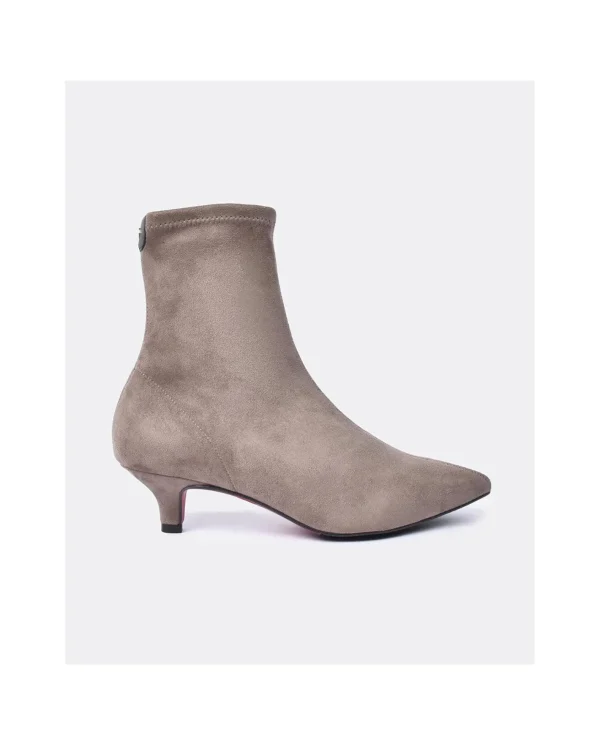 Cuplé Botin Licra Tacón Bajo Ultrasuede Strech Taupe^Mujer Botas Y Botines