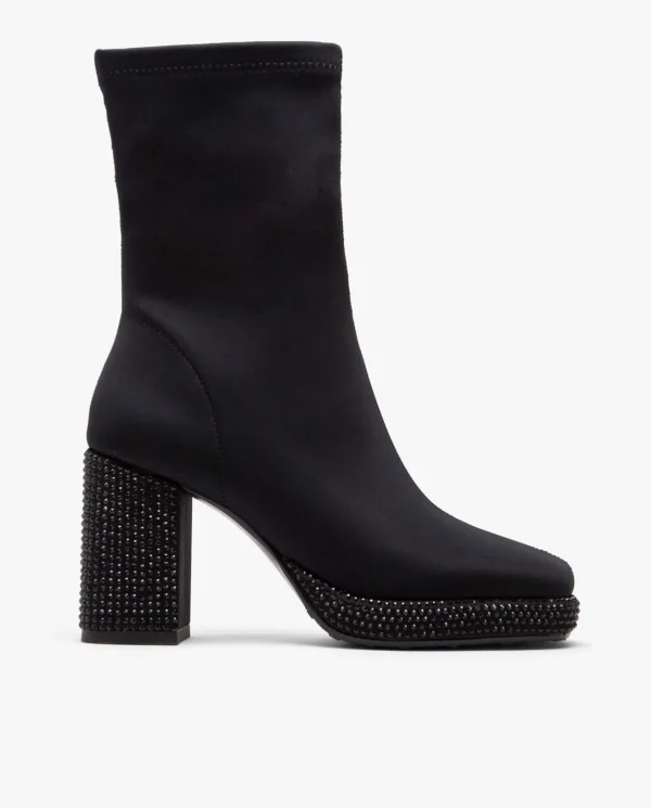 Cuplé Botin Plfma Strass Licra Strech Negro^Mujer Botas Y Botines