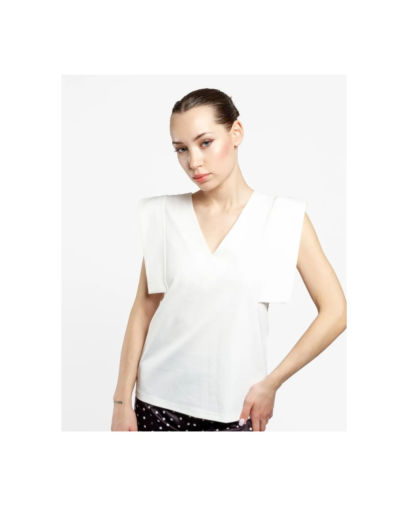 Cuplé Camiseta Geometrica Punto Blanco^Mujer Camisas Y Tops