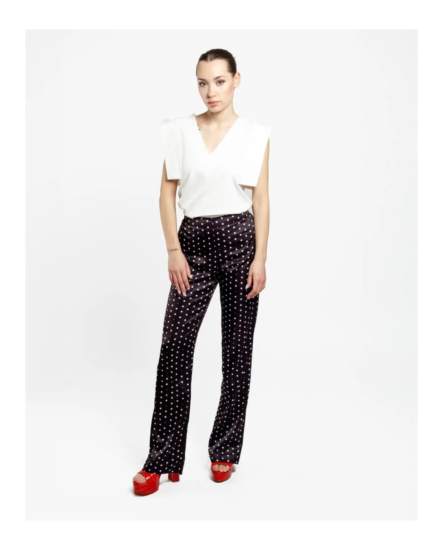 Cuplé Camiseta Geometrica Punto Blanco^Mujer Camisas Y Tops