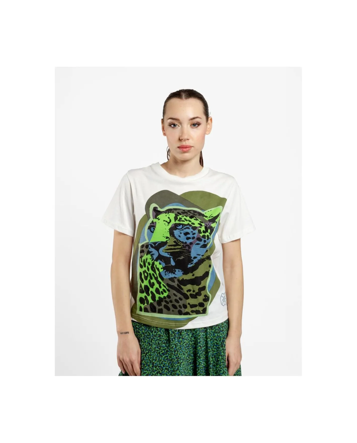 Cuplé Camiseta Leopardo Algodon Blanco^Mujer Camisas Y Tops