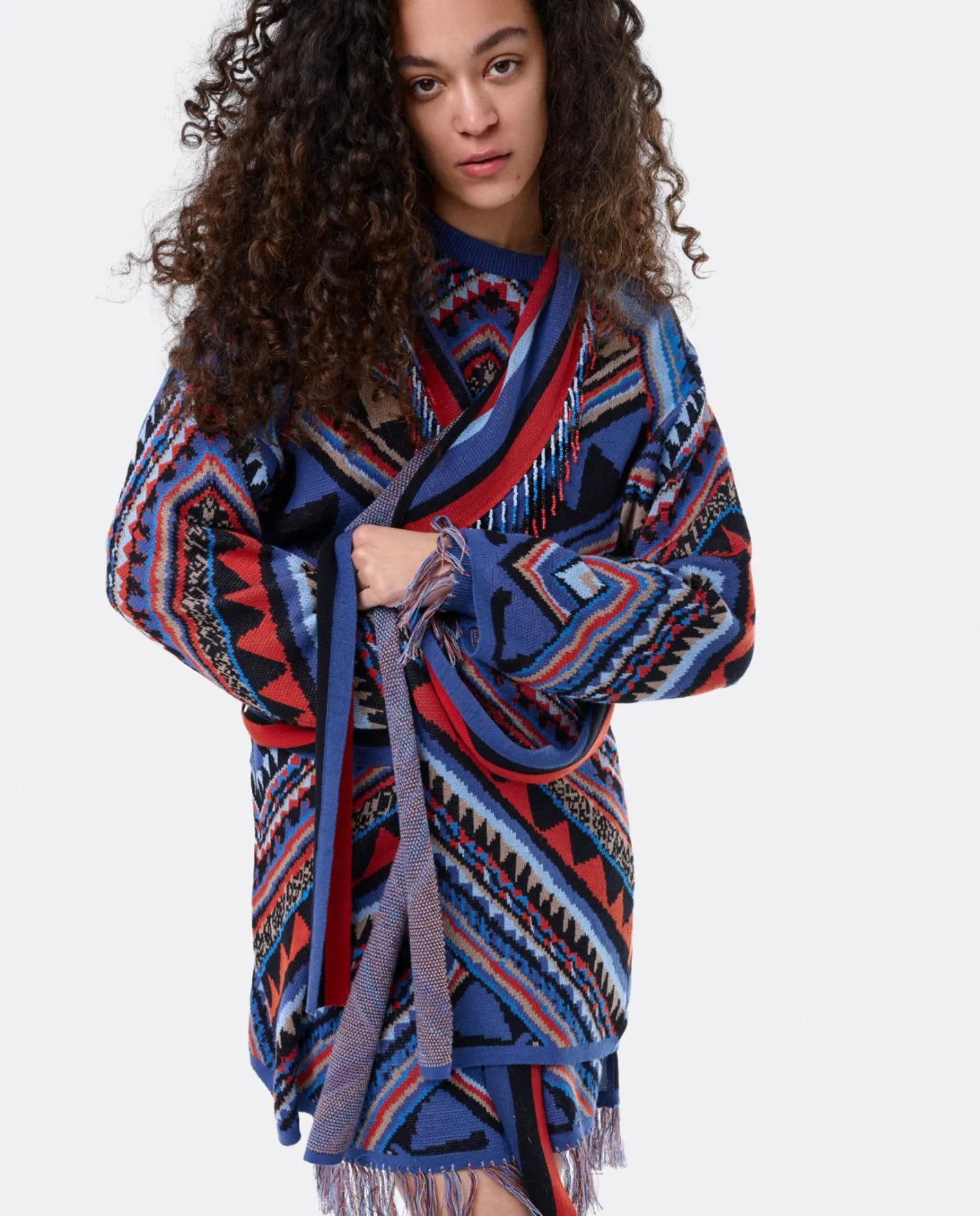 Cuplé Cardigan Etnico Punto Tricot Multicolor^Mujer Chaquetas Y Abrigos