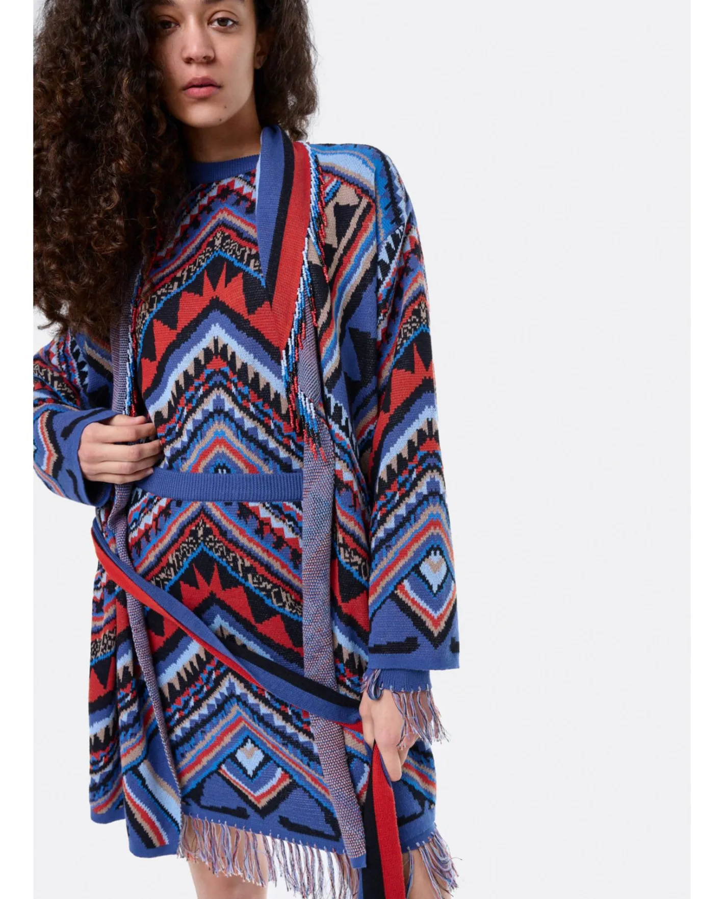 Cuplé Cardigan Etnico Punto Tricot Multicolor^Mujer Chaquetas Y Abrigos