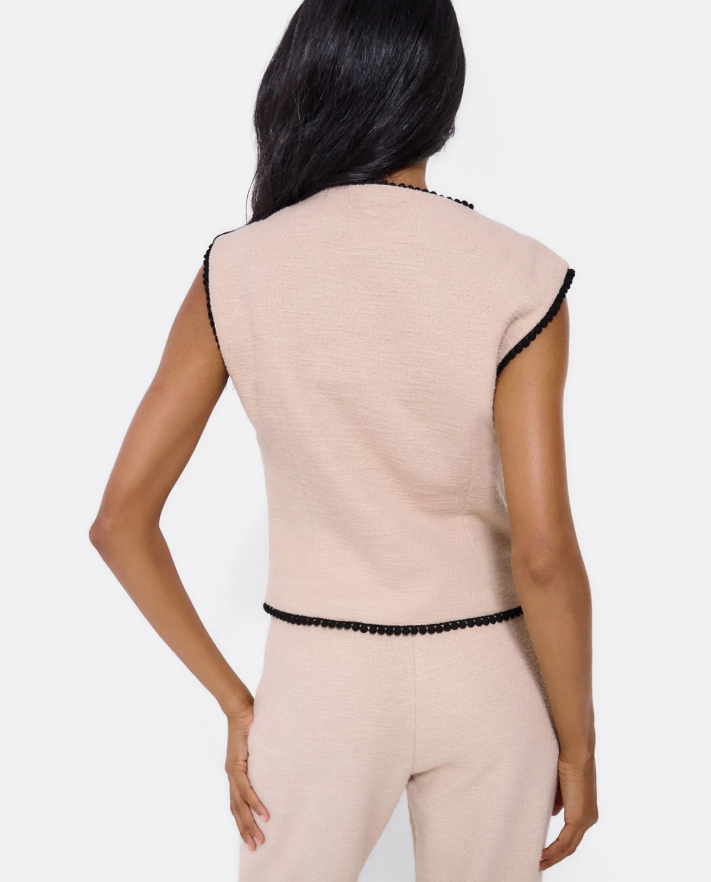 Cuplé Chaleco Puntilla Tweed Beig^Mujer Camisas Y Tops