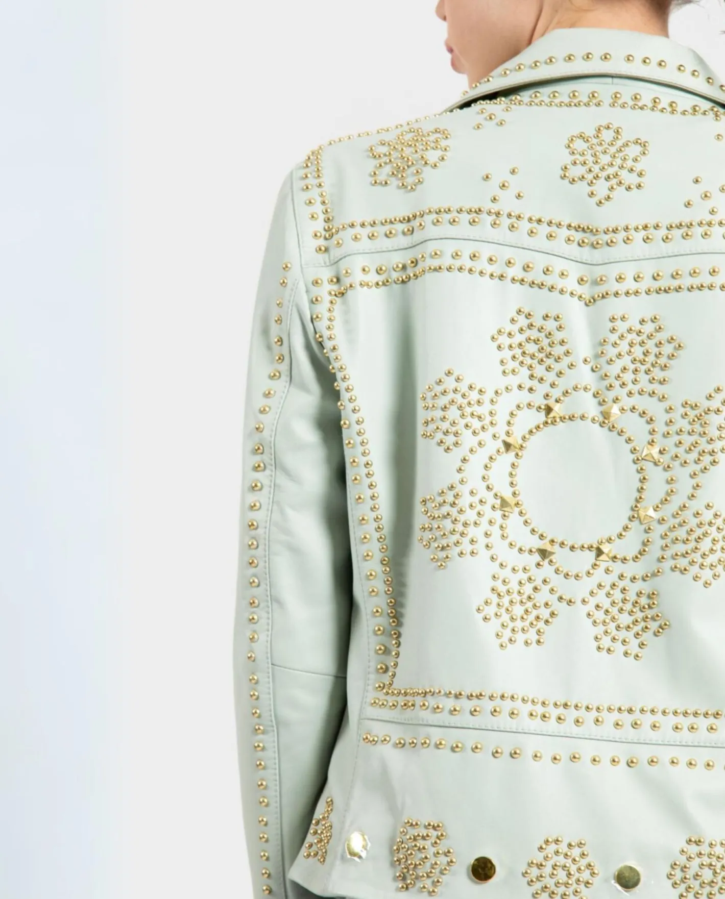 Cuplé Chaqueta Biker Tachas Piel Verde^Mujer Chaquetas Y Abrigos