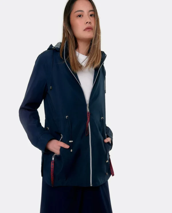 Cuplé Chaqueta Corta Con Capucha Tecnico Marino^Mujer Chaquetas Y Abrigos