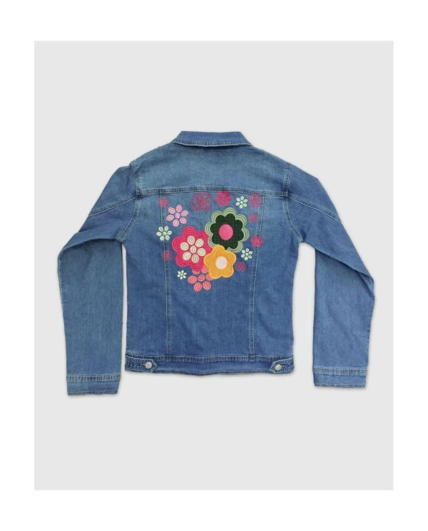 Cuplé Chaqueta Flores Denim Azul^Mujer Chaquetas Y Abrigos