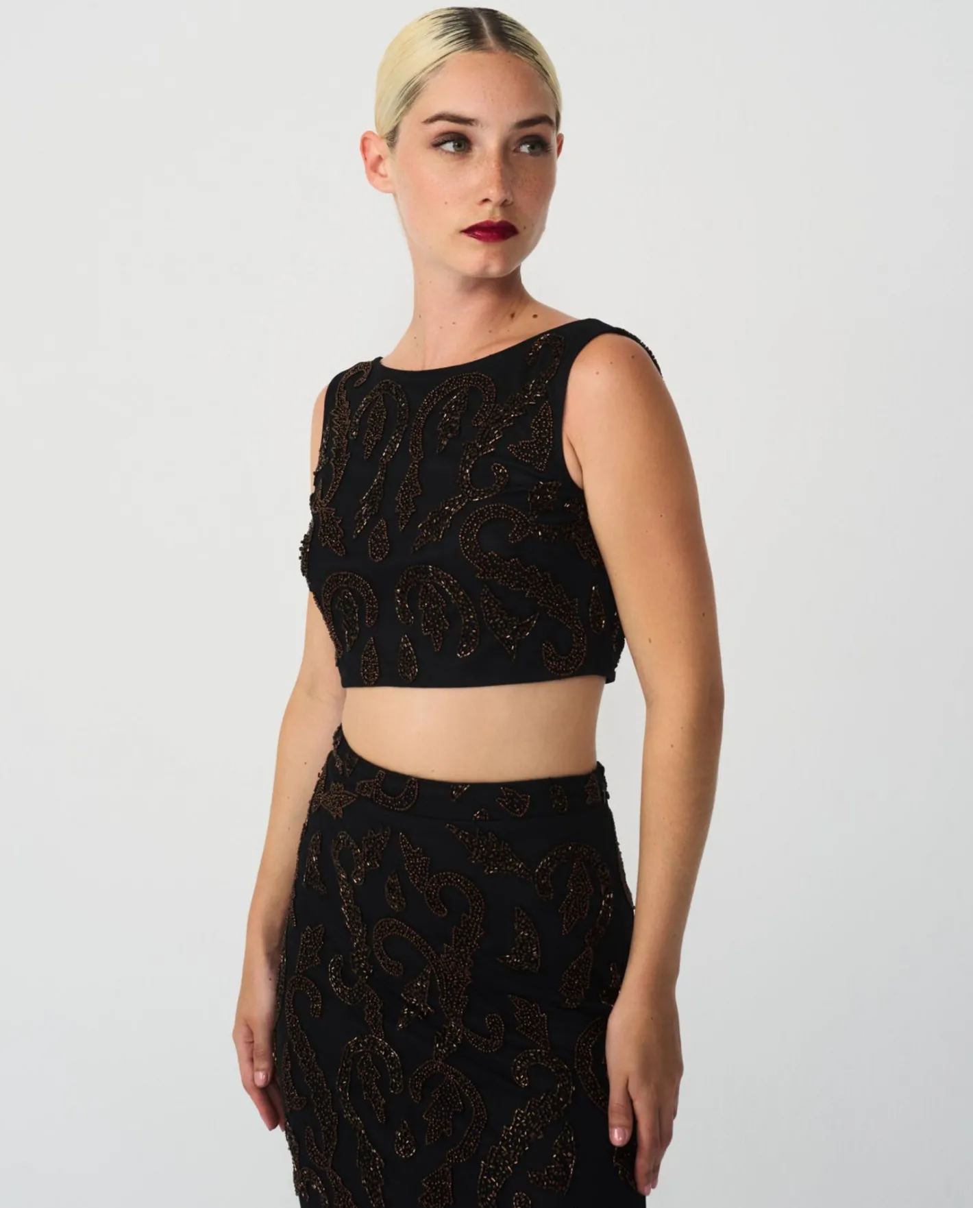 Cuplé Conjunto Top Falda Gasa Negro^Mujer Faldas