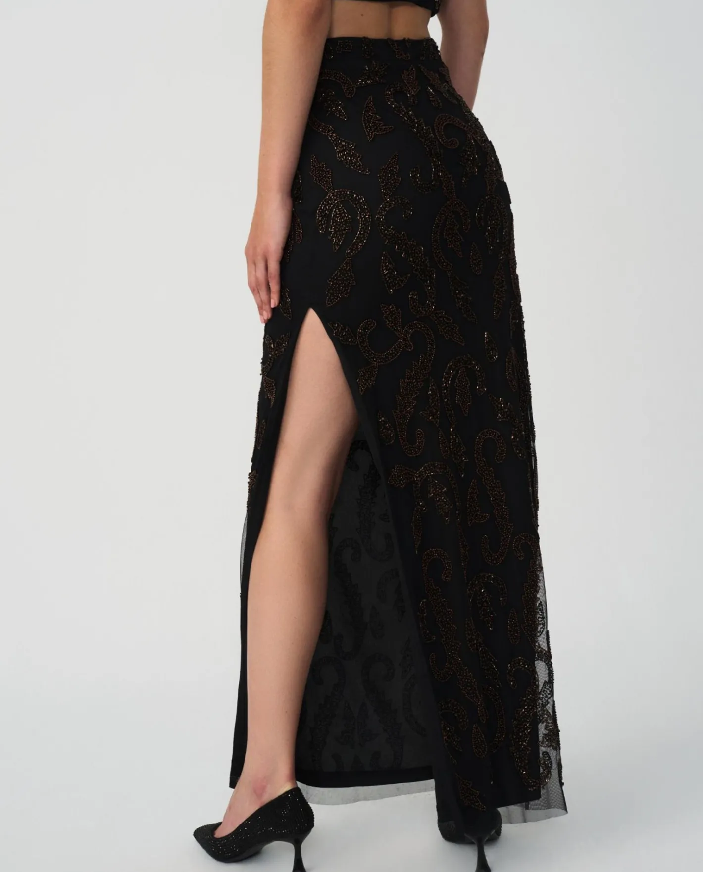 Cuplé Conjunto Top Falda Gasa Negro^Mujer Faldas