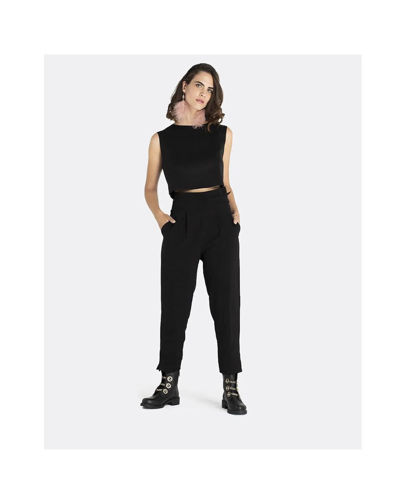Cuplé Cropt Top Neopreno Negro^Mujer Camisas Y Tops