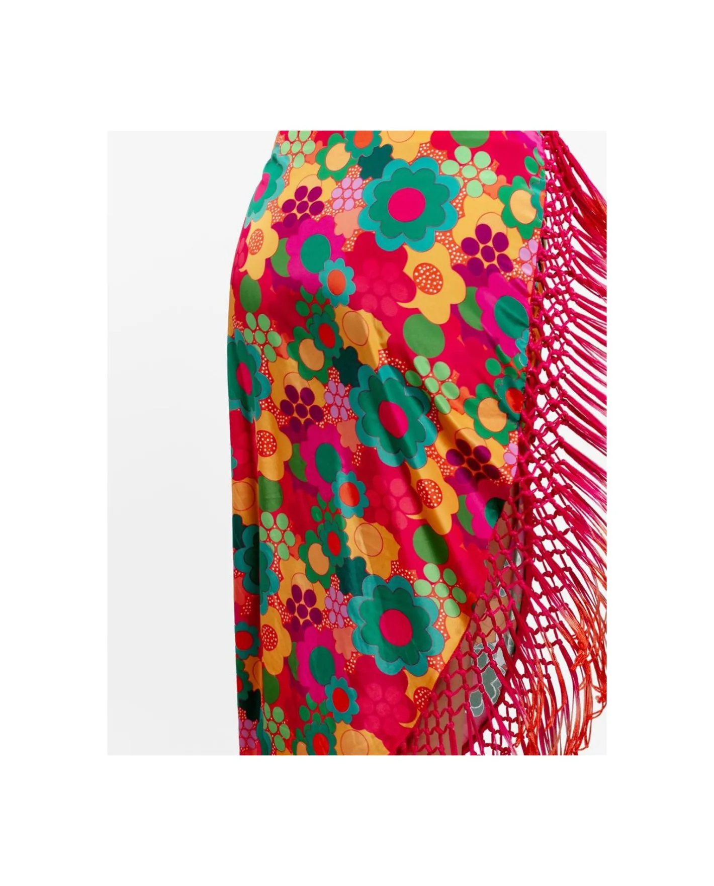 Cuplé Falda Pareo Flecos Saten Estampado Flores^Mujer Faldas