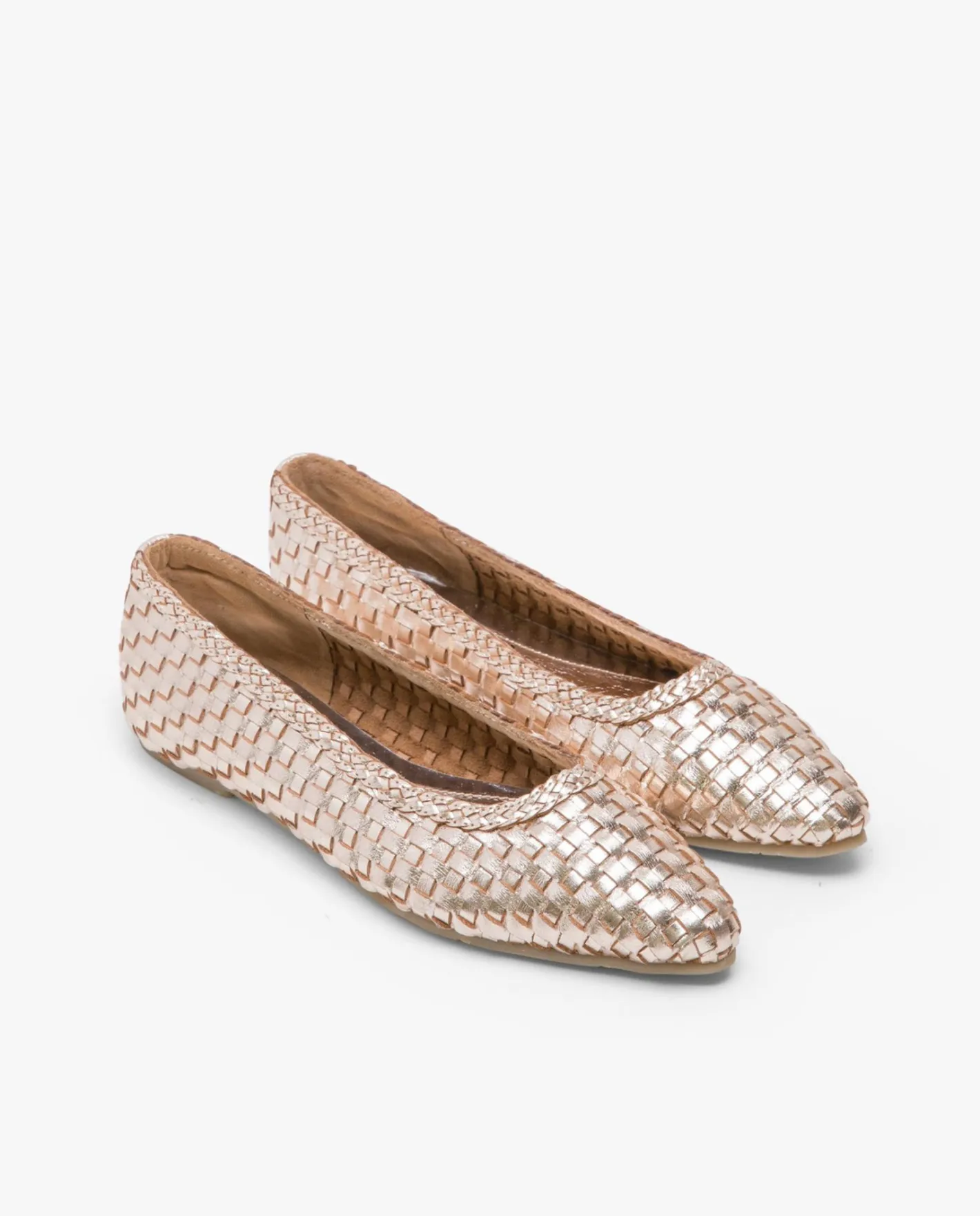 Cuplé Francesita Trenzada Napa Oro^Mujer Mocasines Y Bailarinas