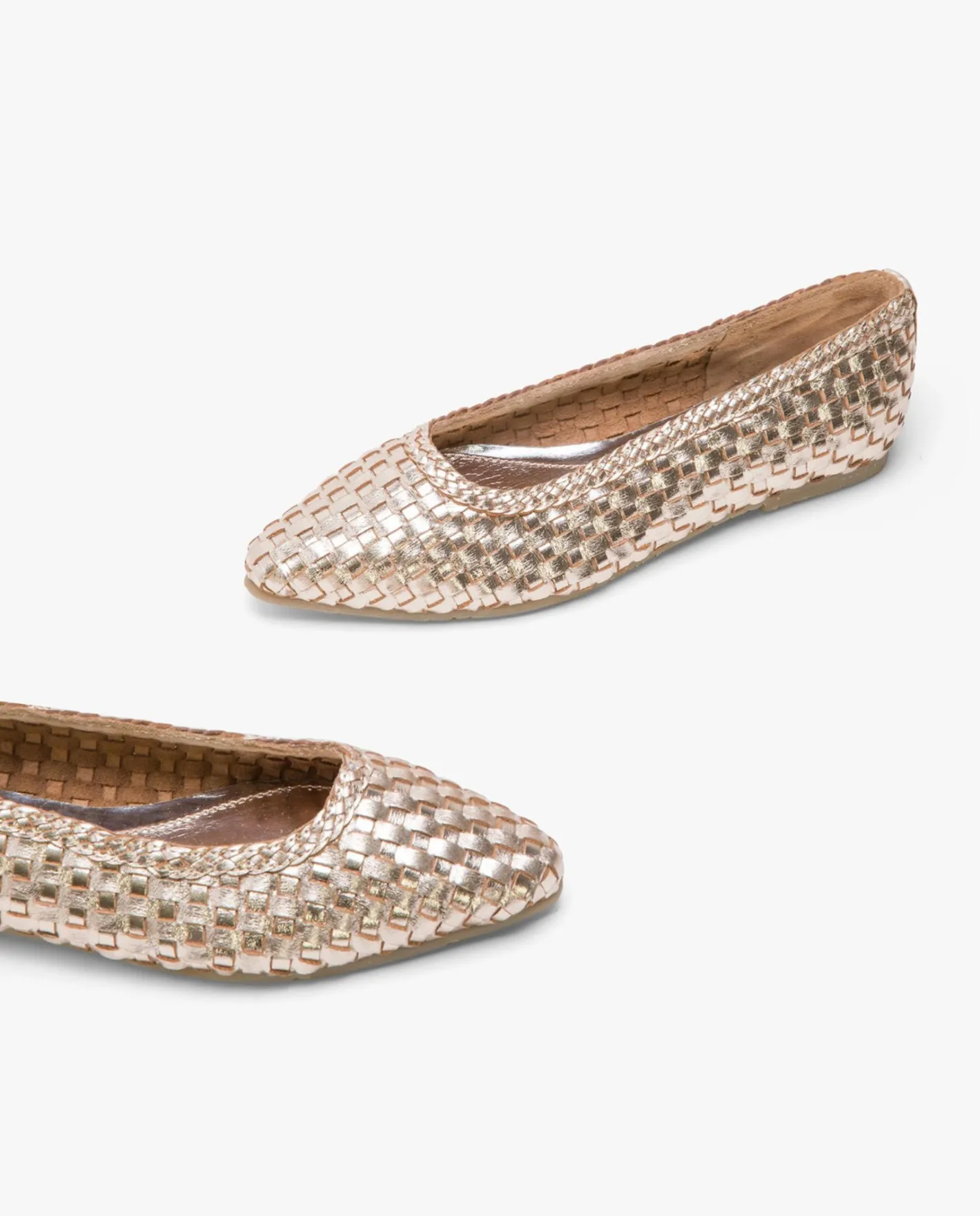 Cuplé Francesita Trenzada Napa Oro^Mujer Mocasines Y Bailarinas