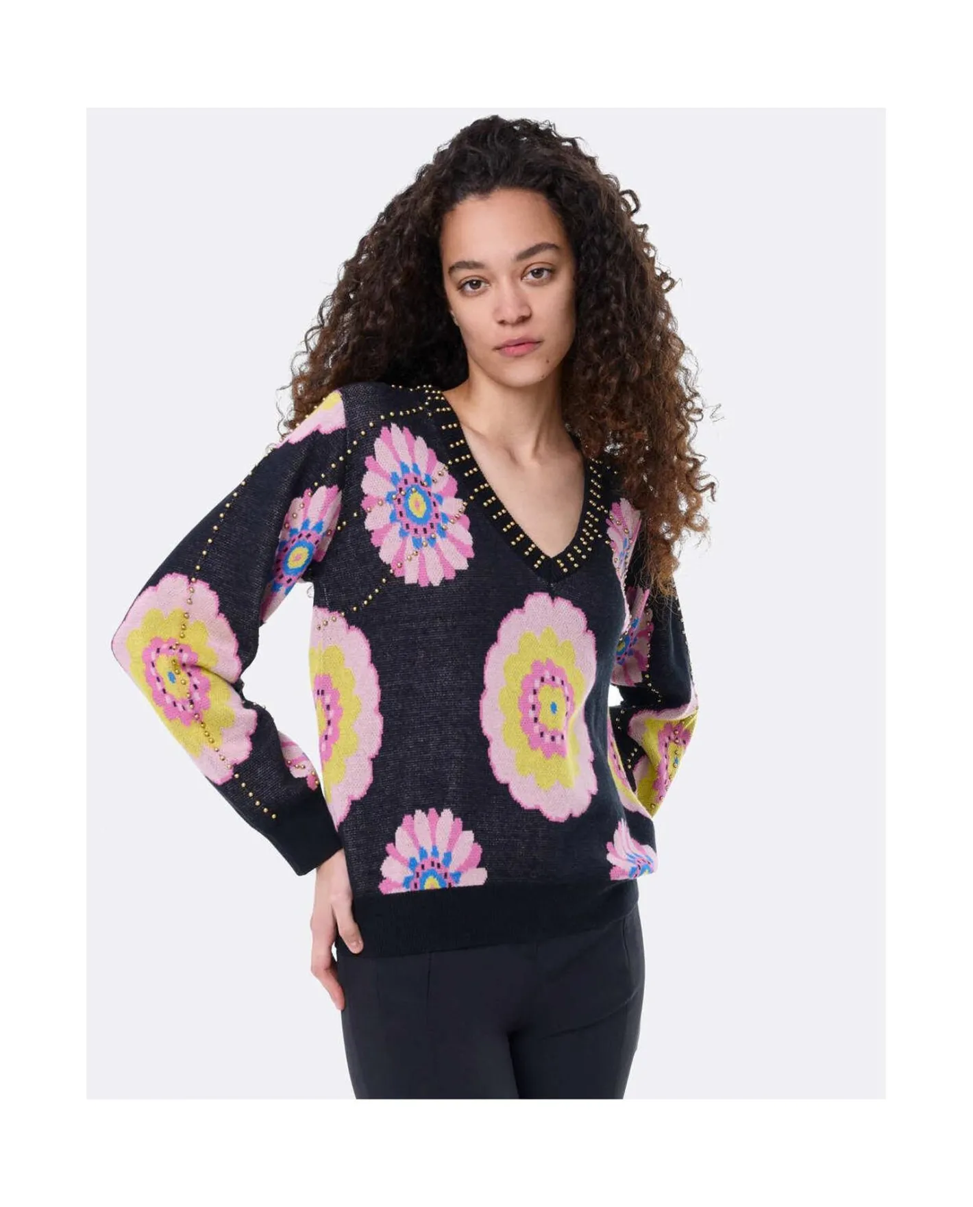 Cuplé Jersey Pico Punto Estampado Flor Multi^Mujer Sudaderas Y Jerseis