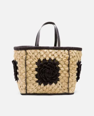 Cuplé Maxicapazo Bordado Rafia Negro^Mujer Capazos
