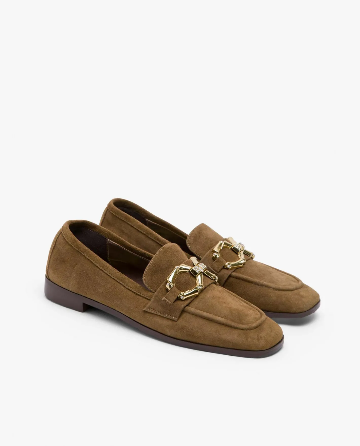 Cuplé Mocasin Hebilla Ante Marron^Mujer Mocasines Y Bailarinas