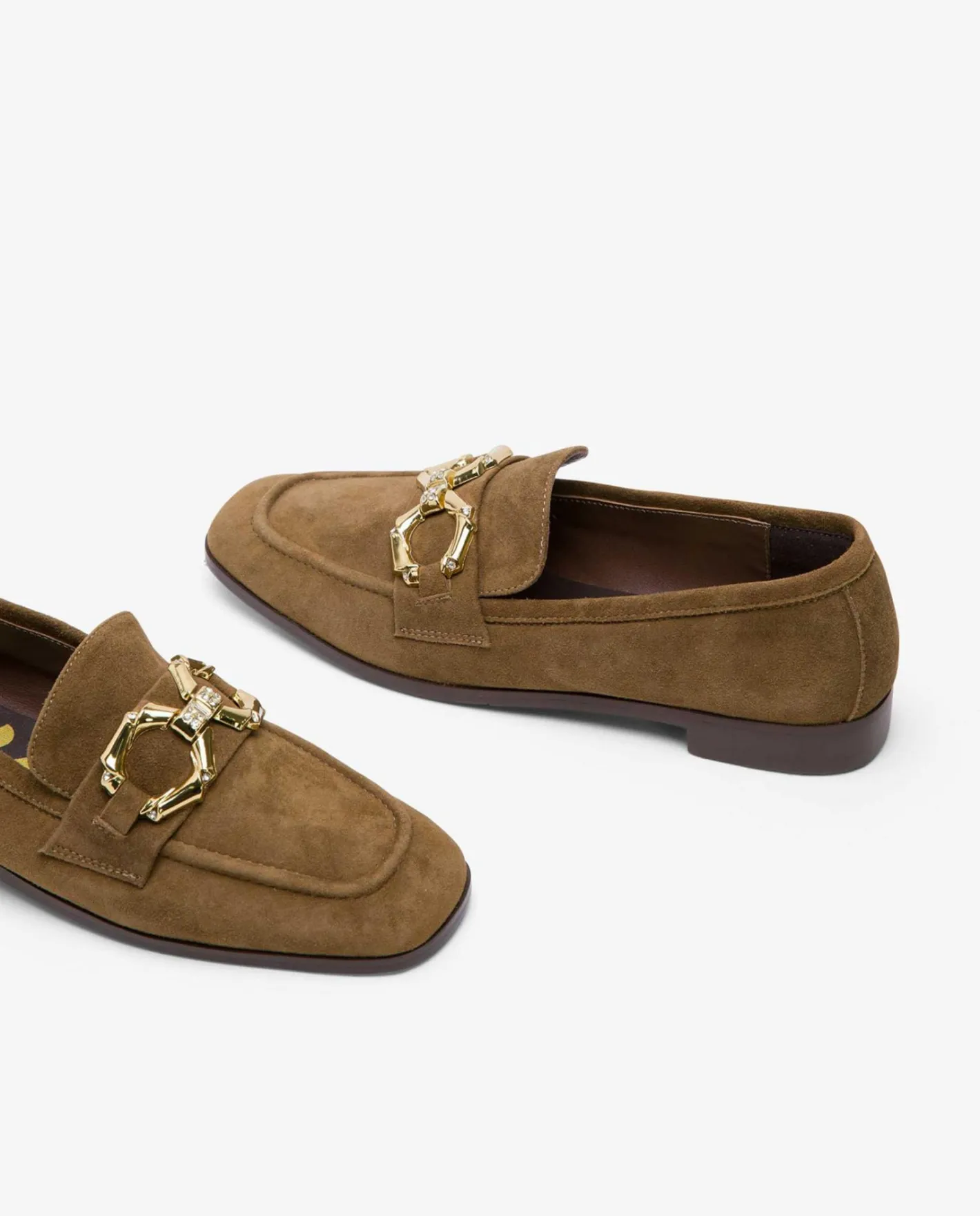 Cuplé Mocasin Hebilla Ante Marron^Mujer Mocasines Y Bailarinas