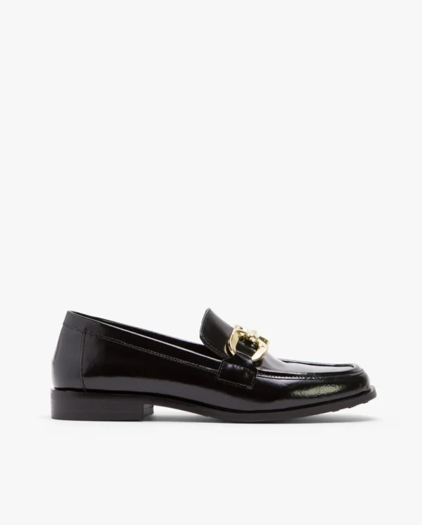 Cuplé Mocasin Plano Charol Piel Negro^Mujer Mocasines Y Bailarinas