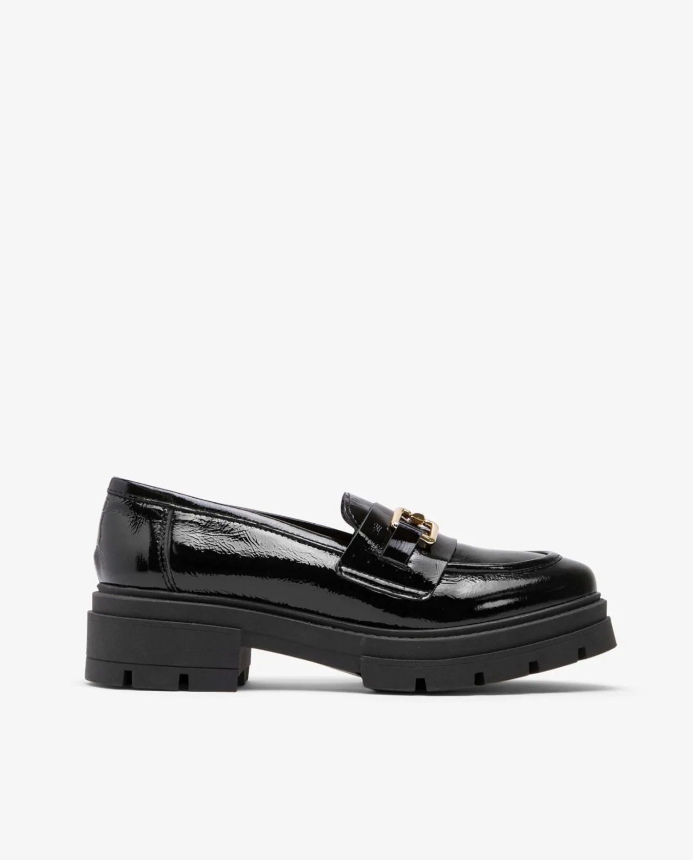 Cuplé Mocasin Trabilla Charol Piel Negro^Mujer Mocasines Y Bailarinas