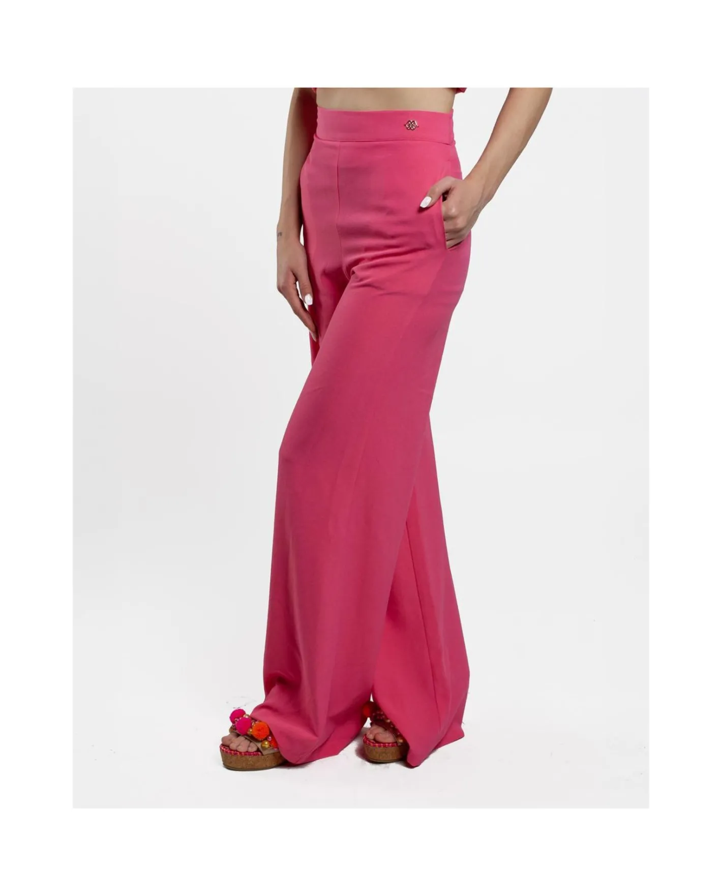 Cuplé Pantalon Campana Crep Fucsia^Mujer Pantalones