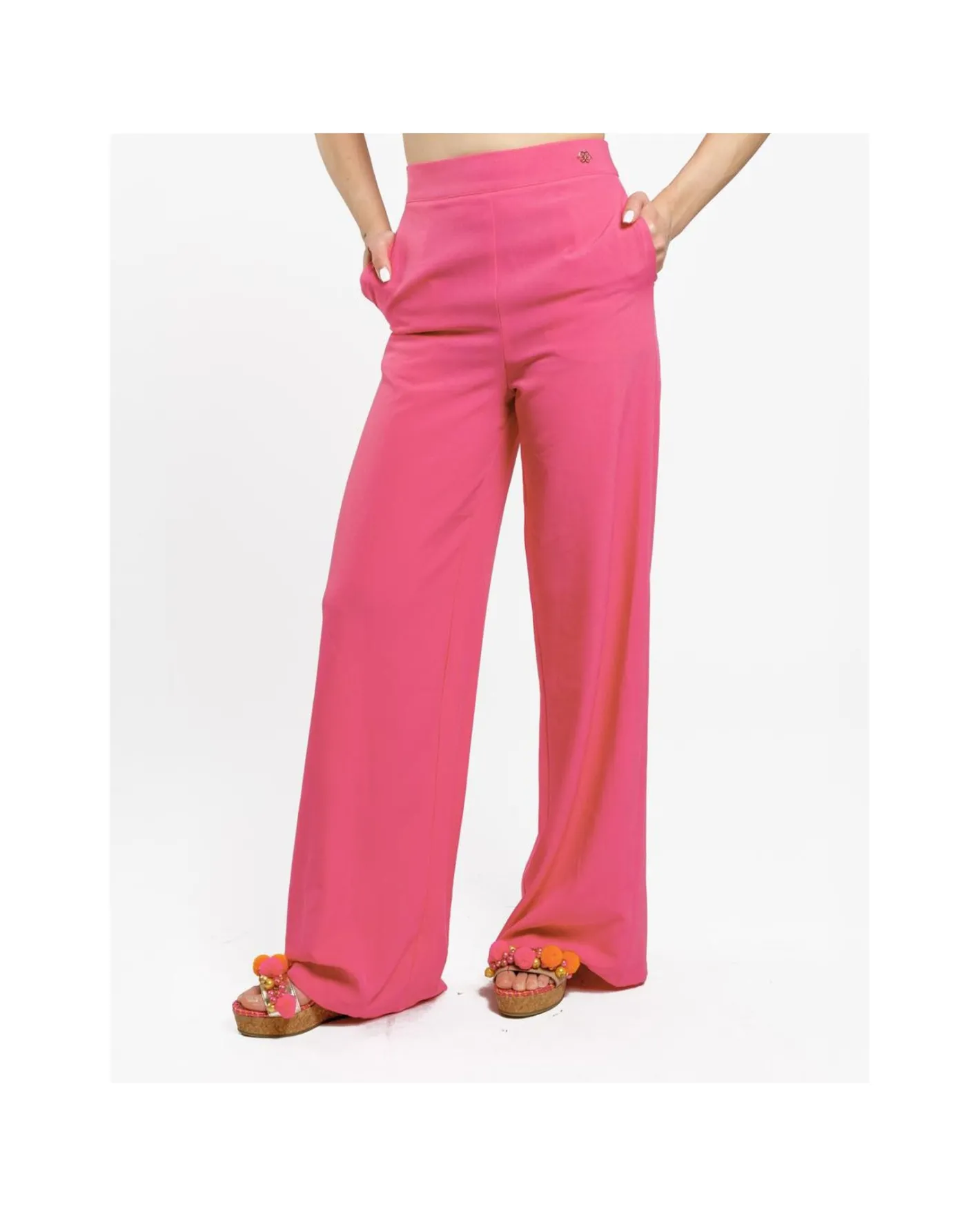 Cuplé Pantalon Campana Crep Fucsia^Mujer Pantalones