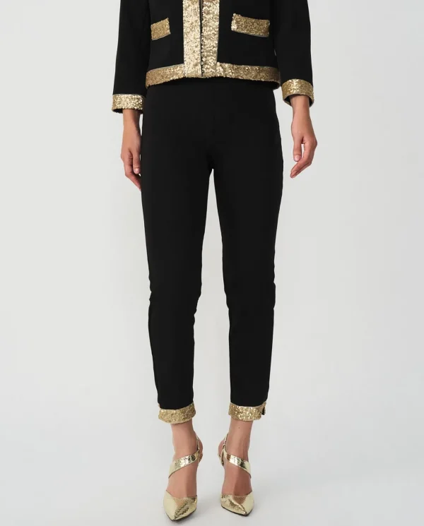 Cuplé Pantalon Crep Negro Lentejuelas^Mujer Pantalones