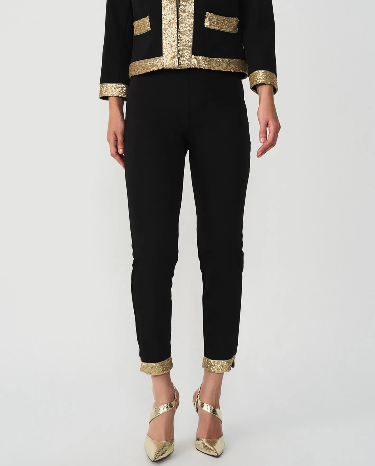 Cuplé Pantalon Crep Negro Lentejuelas^Mujer Pantalones