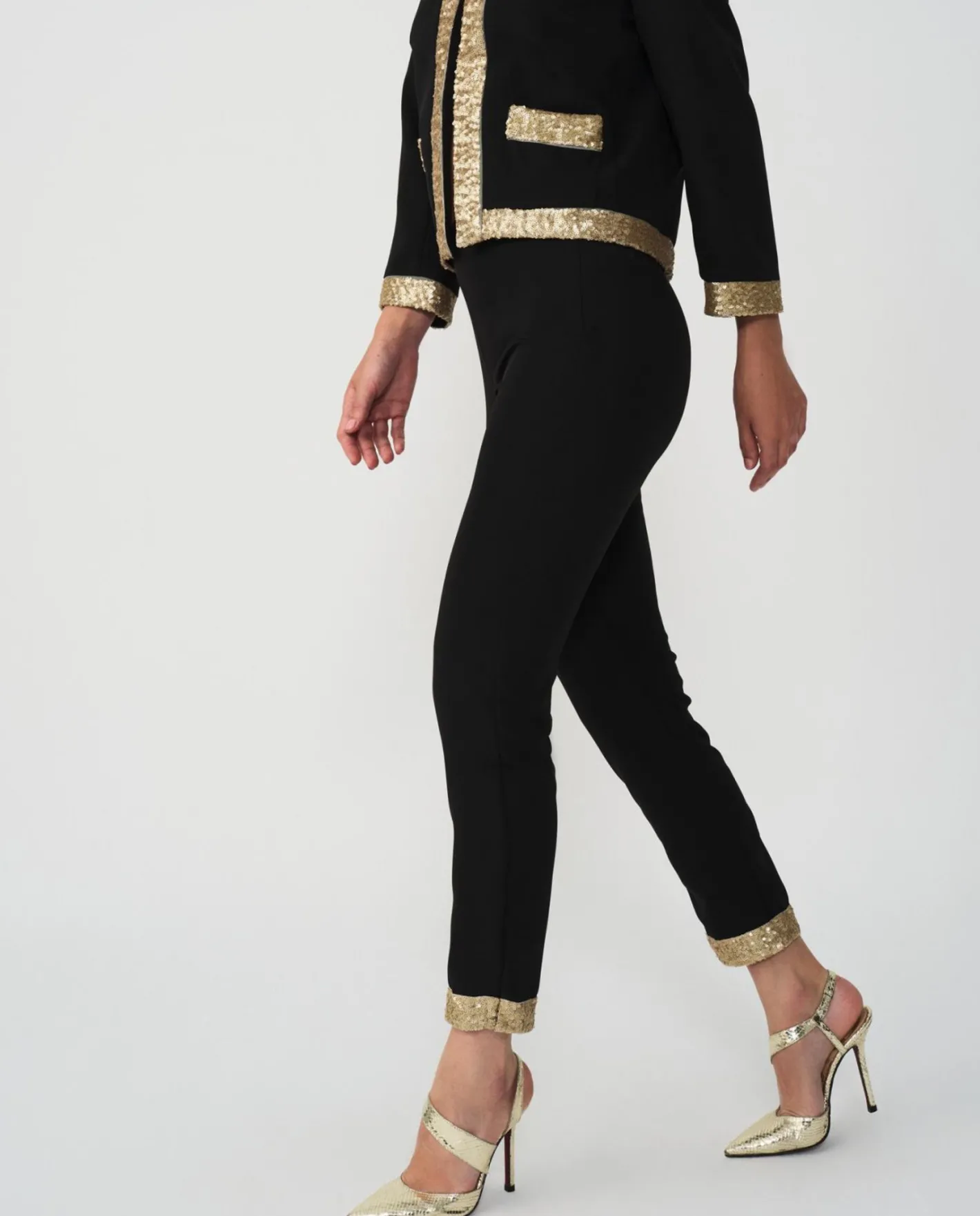 Cuplé Pantalon Crep Negro Lentejuelas^Mujer Pantalones