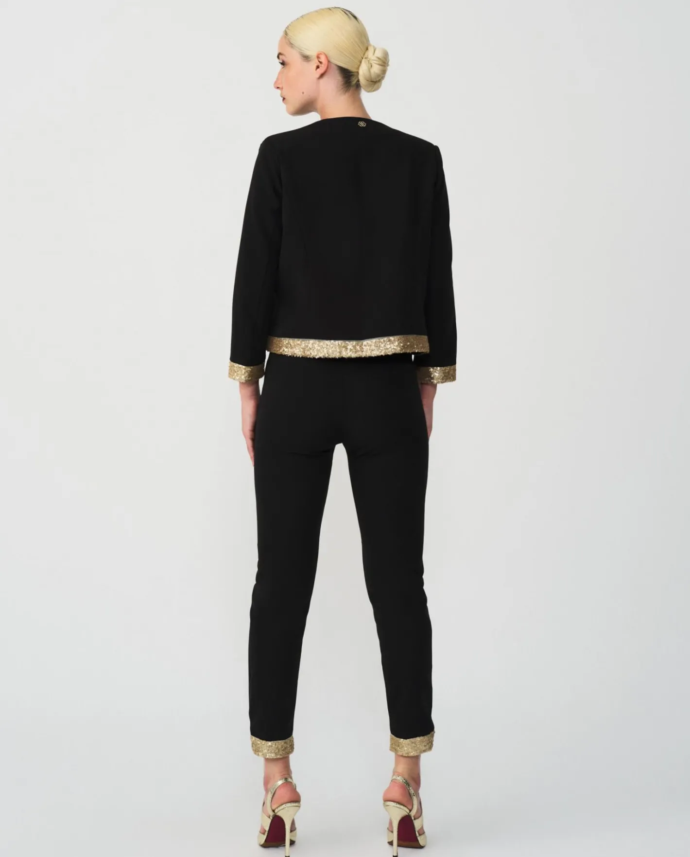 Cuplé Pantalon Crep Negro Lentejuelas^Mujer Pantalones